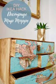 Simple And Brilliant Ikea Moppe Hack With Maps Furniture Makeover Diy Decoupage Furniture Crafts