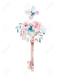 Unicorn coloring pages for kids. Isolated Cute Watercolor Unicorn Keys Clipart With Flowers Nursery Stock Photo Picture And Royalty Free Image Image 100185731