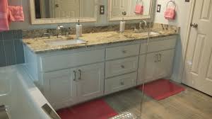 Maybe you would like to learn more about one of these? 84 Inch Double Custom Hardwood Vanity Painted In Sherwin Williams Ice Cube Granite Vanity And Recta Bathroom Remodel Master Granite Vanity Double Sink Vanity
