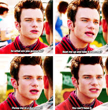 I Can T Watch Quarterback Have Seen It Only Twice But I Really Love This Scene Glee Cast Glee Memes Chris Colfer