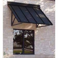 Awntech Houstonian 56 In Wide X 36 In Projection Black Solid Fixed Patio Awning Lowes Com Door Awnings Beautiful Front Doors Door Overhang