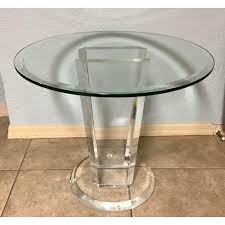 Vintage lucite side table shaped like the letter z. the unique lightweight design allows for maximum portability. Mid Century Vintage Lucite Glass Top Side Table Glass Top Side Table Round Glass Kitchen Table Vintage Lucite Furniture