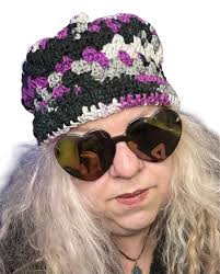 Asexual Pride Hand-crocheted Beanie in Purple, White, and Black LGBTQ+  Winter Hat, Beenie Hat for Winter, Crochet Winter Hat for Him or Her