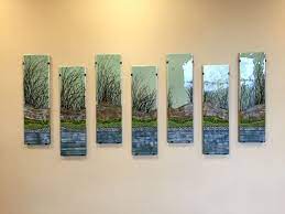 Riverbank 40 X 90 Multi Panel Fused Glass Fused Glass Art Fused Glass Panel Fused Glass