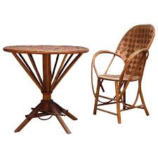 Round Cafe Table And Chair Set For Pascal Raffier Vannerie France In 2020 Chair Table And Chairs Chair Set