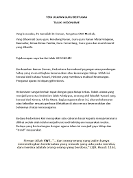 Contoh panduan teks saat menjadi moderator ». Hedonisme Teks Ucapan Guru Bertugas