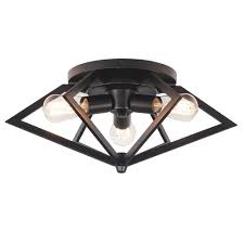 Patriot Lighting Pyramus Matte Black 3 Light Flush Mount Ceiling Light At Menards