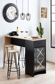 Table Bar Wine Imitation Chene Et Noir Mat Bar But Table Bar Cuisine Meuble Bar Cuisine Table De Cuisine Avec Rangement