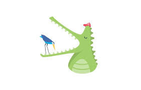 Bird Cleaning Crocodile Teeth Flat Vector Illustration Of Crocodile And Plover Bird Cleaning Teeth Created As A Part Of Baker Creative Visual Iden Custom Illustration Creative Illustration