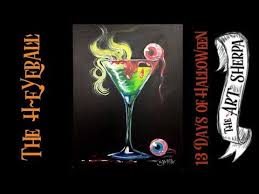Creepy Cocktail Beginner Acrylic Painting Step By Step 13 Days Of Halloween Youtube Step By Step Painting The Art Sherpa Original Painting Design