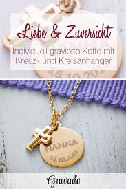 Halskette Mit Gravur Kreuz Anhanger Farbe Gold Personalisiert Halskette Gravur Geschenke Zur Konfirmation Anhanger Mit Gravur