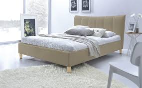 Eco Leather Beige Wood Beech Bed Bed Furniture Furniture