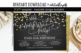 Black And Gold 60th Birthday Invitations Surprise Birthday Invitation 60th Birthday Party Black Gold Glitt 60th Birthday Invitations Surprise Birthday Invitations 60th Birthday Party Invitations