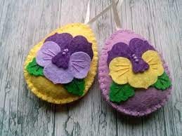 Felt Easter Decoration Felt Egg With Pansy Flowers Violet Flower Eggs Easter Decor Easter Eggs Set Of 2 In 2021 Easter Decorations Egg Decorating Easter Crafts