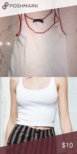Black And White Brandy Melville Shirt Brandy Melville White And Red Mara Tank Top White Tank Top With Stitched Red Detailing Brandy Melville Tops Tank Tops Tank Tops Tops White Tank Top