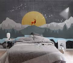 The great collection of kids wallpapers for bedroom for desktop, laptop and mobiles. Amazon Com Sun And Deer Themed Nursery Wallpaper Kids Grey Background Wall Mural Nursery Wall Decor Boys Bedroom Grey Background Custom Color Peel And Stick Handmade