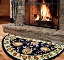 Fireplace Hearth Rug, Low Profile, Black, Half Circle, Fire Heat Resistant  Mat, Half Moon Shape, Non Slip Kitchen Rug, Cabin Cottage Lodge, ...
