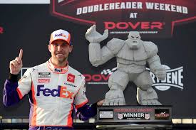The race was originally scheduled for sunday, but inclement weather pushed it back a day. Nascar Dover Results Standings Denny Hamlin Wins