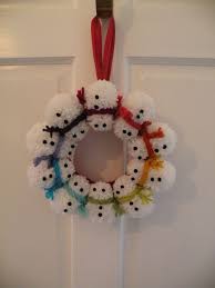 Pom Pom Snowman Christmas Wreath Xmas Crafts Christmas Diy Christmas Wreaths