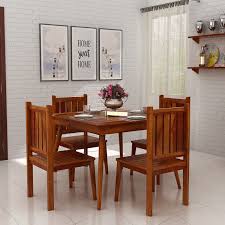Honey Finish Aldi Divine 4 Seater Dining Set Is Made Up Of Sheesham Wood And Has Splayed Legs Which Will Small Dining Sets Dining Table Dining Table Setting
