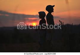 How to draw a sunset easy for kids please subscribe our channel to get newest and latest. Active Two Kids Spending Happy Time On Summer Nature Two Boys Stand At Sunset Two Boys Stand In A Field Not The Background Canstock