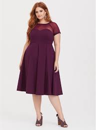 Purple Illusion Neck Swing Dress Plus Size Party Dresses Plus Size Cocktail Dresses Plus Size Black Dresses