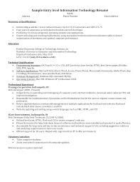 An it resume sample and technical resume template. Entry Level It Resume Templates At Allbusinesstemplates Com