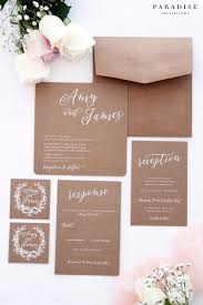 Wreath Square Rustic Wedding Invitation Set White Ink On Kraft Brown Paper Wedding Invitations Rustic Wedding Invitations Diy Rustic Brown Wedding Invitations