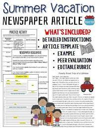 Summer Vacation Newspaper Article Back To School First Day Of School Writing Activities Classroom Writing Articles For Kids