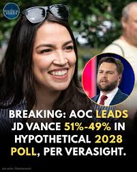 Alexandria Ocasio-Cortez may be leading JD Vance by a slim margin in a  hypothetical 2028 poll, but don't count out Vance just yet. With only a 2%  difference — within the poll's