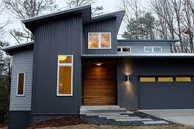 All the materials were found at our local lumber yard. Front Exterior With Cedar Accent Wall Modern Exterior Atlanta By J W York Homes Houzz Nz