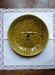 Gien Plateau Feuilles Vertes Vert Olive Vintage Porcelaine De Etsy Ceramics Tableware Botanical