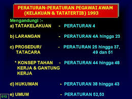 Pegawai awam (kelakuan dan tatatertib) 1993 sebagaimana berikut: Pengenalan Kepada Aspek Pengurusan Tatatertib Dalam Perkhidmatan Awam