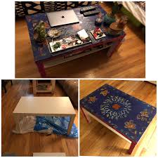 Read customer reviews and common questions and answers for east urban home part #: Update Paint Is Dry My Attempt At A Bohemian Coffee Table Using A 20 One From Ikea Some Spray Paint Acrylic Paint Crafts