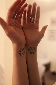 Back shoulders puzzle couple tattoo. Puzzle Piece Tattoo For Couples Tatto Couples Ideas
