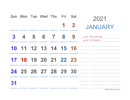 Yearly calendar for 2021 on 2 pages, landscape orientation; 2021 Excel Calendar Free Download Excel Calendar Templates