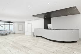 Concrete Office Lobby Interior With Reception Desk Entrance Stock Photo Picture And Royalty Free Image Image 110929543
