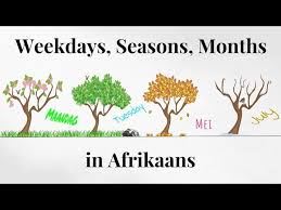 Weekdays Seasons And Months In Afrikaans Youtube