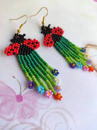 Ladybug Earrings Beaded Earrings Dangle Earrings Seed Bead Earrings Ladybug Jewelry In 2021 Bead Weaving Patterns Seed Bead Tutorial Seed Bead Patterns Free