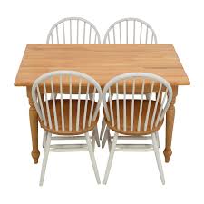 We feature kitchen and dining room furniture for casual meals, such as barstools that are great for the kitchen island or breakfast table that's a space saver. 84 Off Butcher Block Kitchen Table And Four Chairs Tables