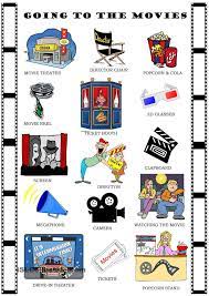 Going To The Movies Pictionary Elementary Spanish Lessons Movies English Activities