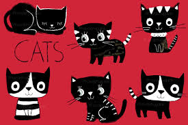 Feline drive is the fabric shop for cat lovers! Cute Cats Clipart Black And White Cat Clip Art Cute Kitty By Pravokrugulnik Thehungryjpeg Com