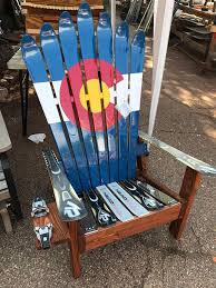Hand Painted Adirondack Ski Chair Deck Chair Colorado Flag Etsy Fire Pit Chairs Fire Pit Furniture Wood Patio Chairs
