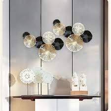 Modern Luxury Wrought Iron Lotus Leaf 3d Stereo Wall Decorative Livingroom Wall Hanging Mural Home Crafts Art Ornament Modern Wall Decor Livingroom Wall Decor