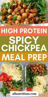 High Protein Spicy Chickpea Meal Prep Bowl Vegetarian Recipe Vegetarian Meal Prep Chickpea Recipes High Protein Vegetarian Recipes