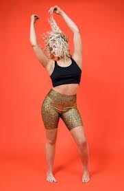 Buy Gold Holographic High Waisted Cycling Shorts