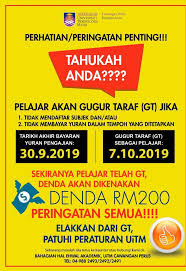 Bagaimana cara membuat pembayaran yuran pengajian uitm dengan mudah? Mpp Uitm Perlis On Twitter Perhatian Makluman Mengenai Tarikh Akhir Pembayaran Yuran Pengajian Dan Gugur Taraf Bagi Sesi Sept 2019 Jan 2020 Mppcare Uitmperlismpp Kitauitm Https T Co Qhvewajarv