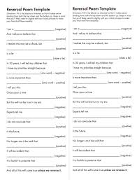 Reverse Poem Template Poem Template Poetry Templates Reverse Poem