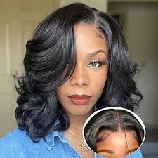 Amazon.com : HANNE Lace Part Loose Wavy Curly Wigs for Black Women Natural  Curly Wavy Wigs Heat Resistant Full Wig Synthetic Lace Front Hair  Replacement Wig for Daily or Party (Black) :
