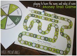 Money Trail Board Game Free Printable To Teach Coin Names Values Printable Board Games Fun Math Projects Free Games